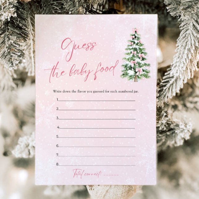 Invitation Devinez la nourriture pour bébé à la Baby Shower d (Pink Bows Christmas Baby Shower Guess The Baby Food Game)