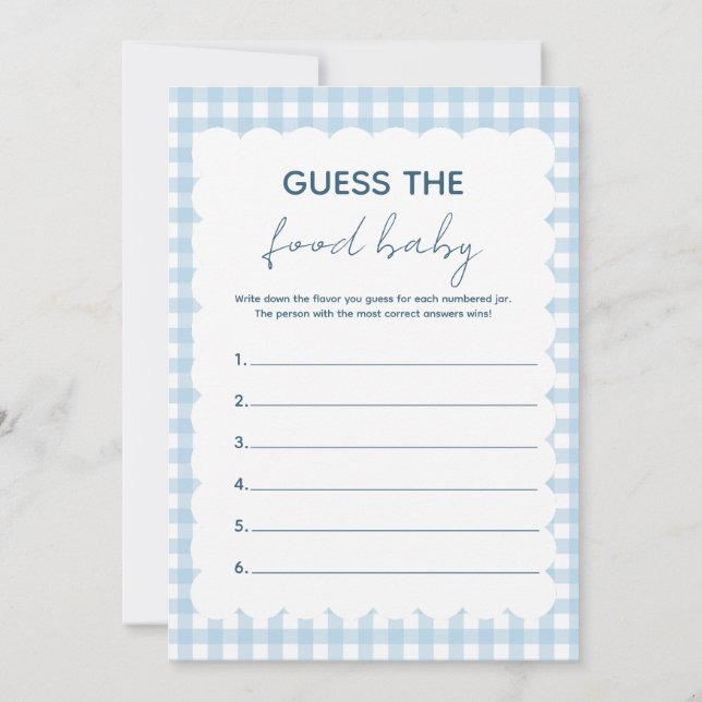 Invitation Devinez la Nourriture pour Bébé Jeu de Baby Shower (Dos)