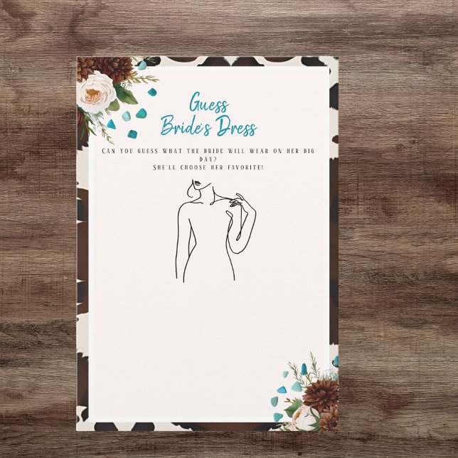 Invitation Devinez la robe Jeu de Baby Shower Rustique Bohème (Guess the Dress Bridal Shower Rustic Boho game)