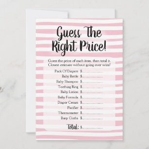 Invitation Devinez Le Baby shower De Prix Jeu Rose Blanc