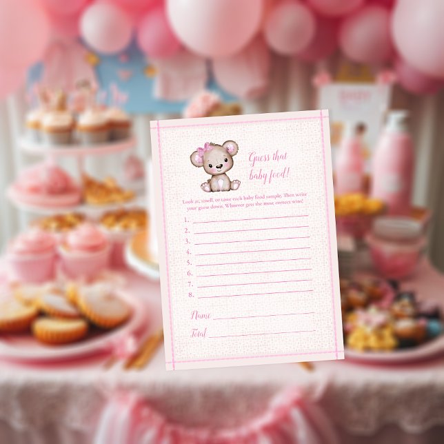 Invitation Devinez Le Bébé Nourriture Cute Fille Ours Baby Ga (Créateur téléchargé)