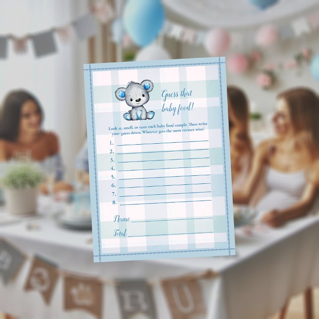Invitation Devinez Le Bébé Nourriture Cute Gris Ours Garçon D (Créateur téléchargé)