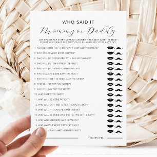 Invitation Devinez qui a dit Maman ou Papa Jeu de Baby Shower