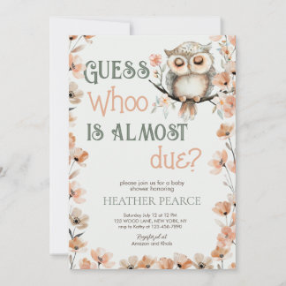 Invitation Devinez Whoo Woodland Owl Baby shower
