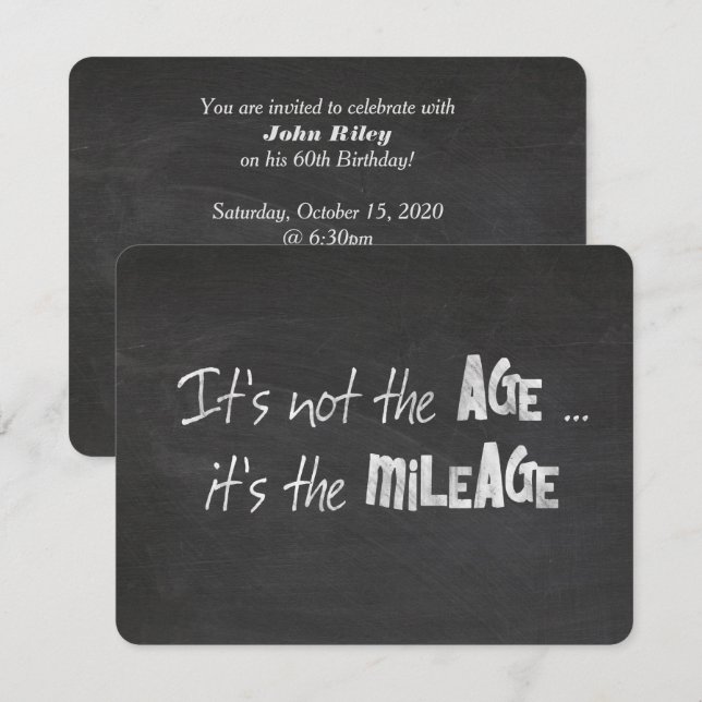 Invitation devis d'humour d'anniversaire sur tableau de bord (Devant / Derrière)