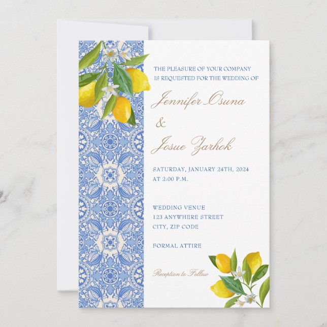 Invitation Dévoiler Amore : Mariage de carreaux italiens et d (Devant)