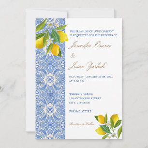 Invitation Dévoiler Amore : Mariage de carreaux italiens et d