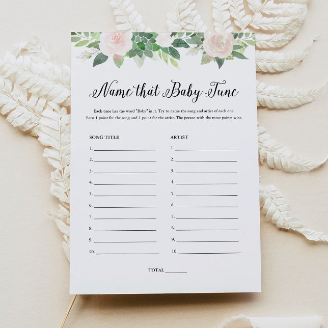 Invitation DEVON Floral Nom That Baby Tune Baby shower Jeu (Créateur téléchargé)