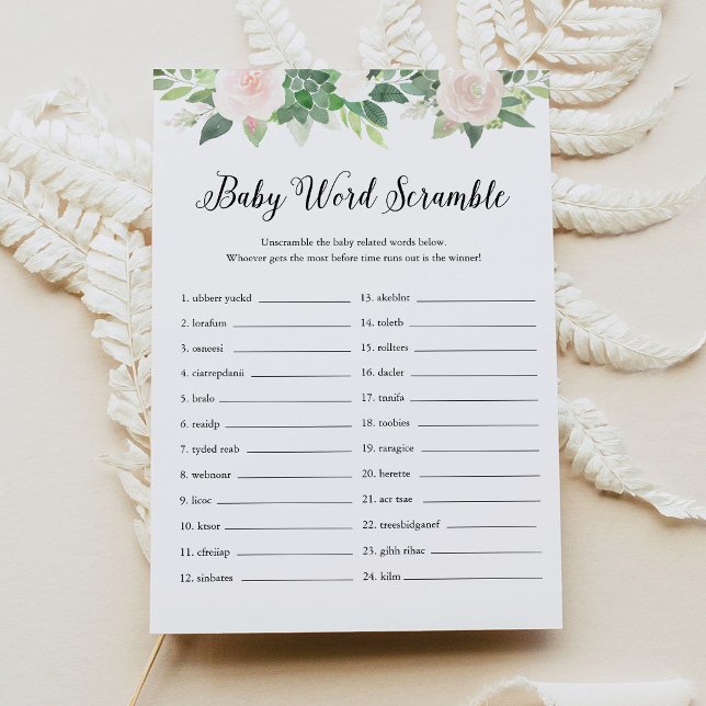 Invitation DEVON Green Baby Word Scramble Game Card (Créateur téléchargé)