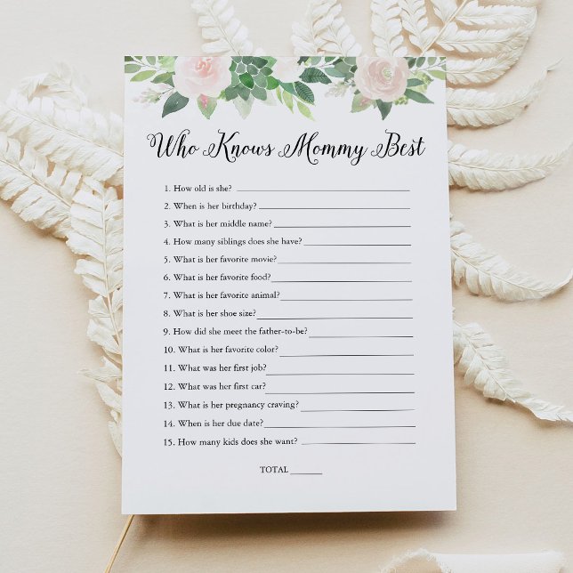 Invitation DEVON Qui Connaît Maman Meilleur Baby shower Jeu (Créateur téléchargé)
