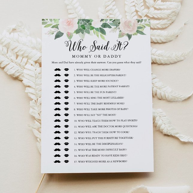 Invitation DEVON Qui L'A Dit Maman Papa Baby Game Card (Créateur téléchargé)