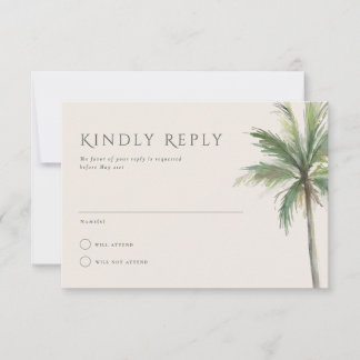 Invitation Devonport Moderne Aquarelle Palm Wedding RSVP