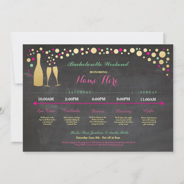 Invitation d'Fête de l'mariée itinérante Bachelore (Devant)