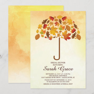 Invitation d'Fête des mariées parapluie de feuille