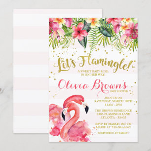 Invitation d'Flamants roses Baby showers Flamingle