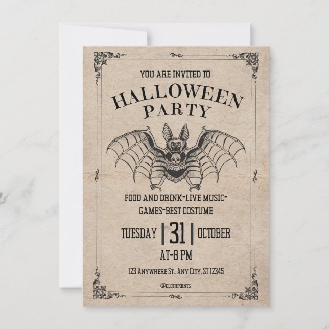 Invitation d'Halloween (Devant)