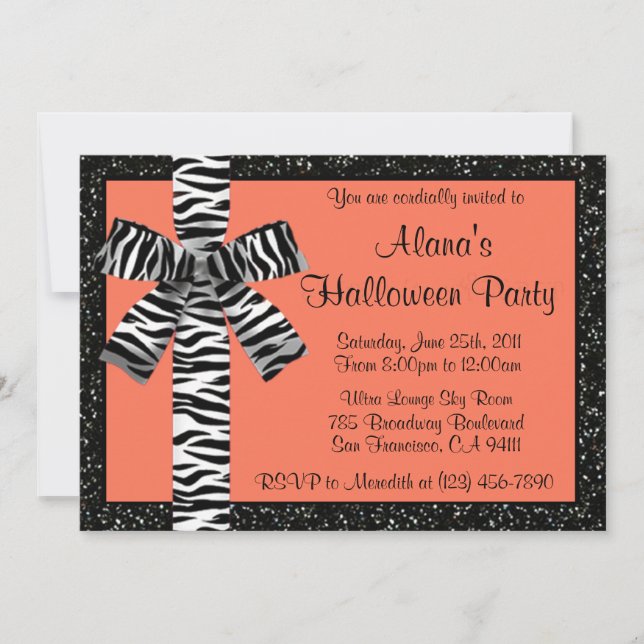 Invitation d'Halloween à la Parties scintillant or (Devant)