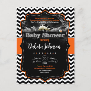 Invitation d'Halloween Baby shower Chevron