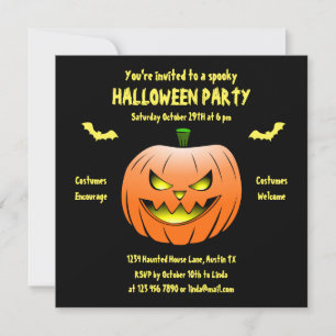 Invitation d'Halloween citrouille effrayante