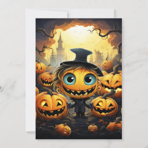 Invitation d'Halloween Citrouilles heureux