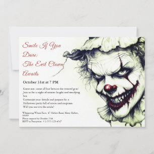 Invitation d'Halloween Clown - Sinister Smile