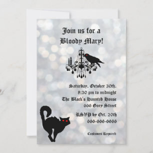 Invitation d'Halloween Damask et Sparkly Silver
