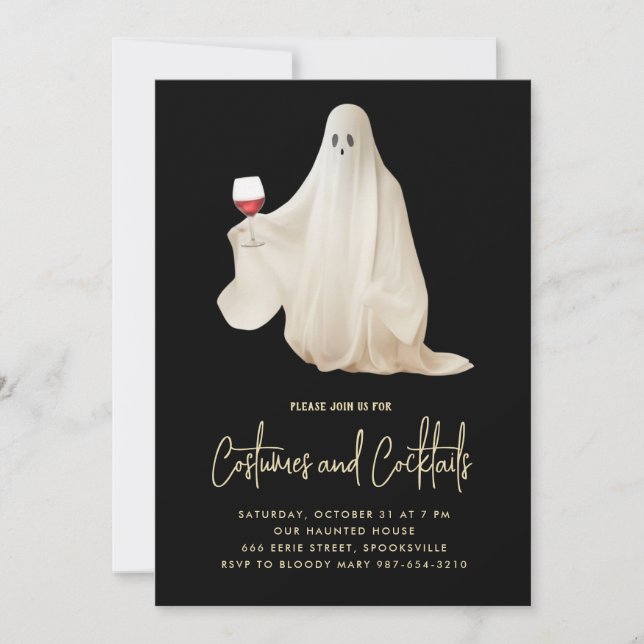 Invitation d'Halloween de la fête fantôme éffrayan (Devant)