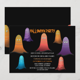 Invitation d'Halloween Ghosts colorée