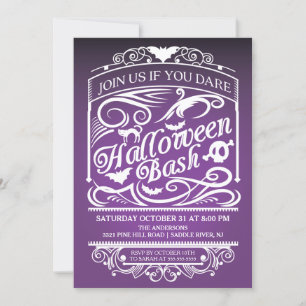 Invitation d'Halloween gothique Éffrayant violet