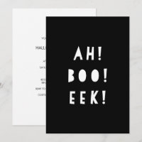 Invitation d'Halloween monochrome | AH BOO EEK !