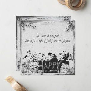 Invitation d'Halloween noir et blanc