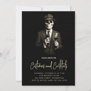 Invitation d'Halloween pour adultes de squelette v