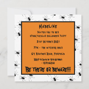 Invitation d'Halloween pour araignées Déplaisantes