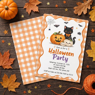 Invitation d'Halloween pour enfants avec un chat n