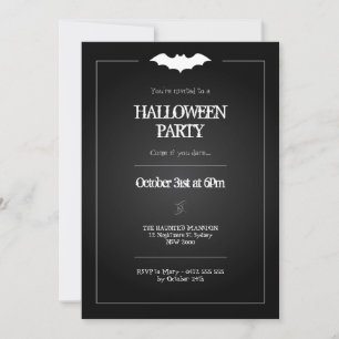 Invitation d'Halloween, Thème de chauve-souris noi