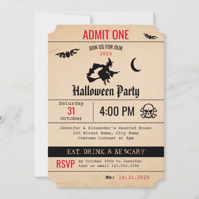 Invitation d'Halloween vintage (Devant)