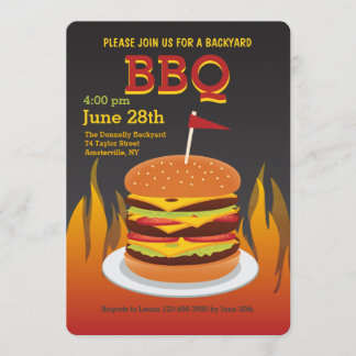 Invitation d'hamburger grillée par flamme