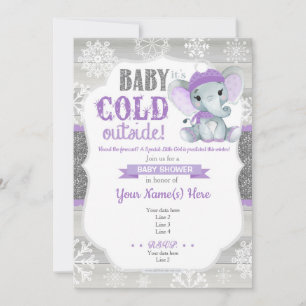 Invitation d'hiver Elephant pour une fille Douche 