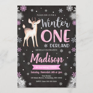 Invitation d'hiver ONE derland Deer 1er Birthday I
