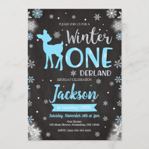 Invitation d'hiver ONE derland Deer 1er Birthday I