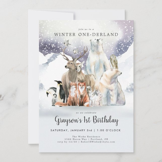 Invitation d'hiver ONE derland First Birthday (Devant)