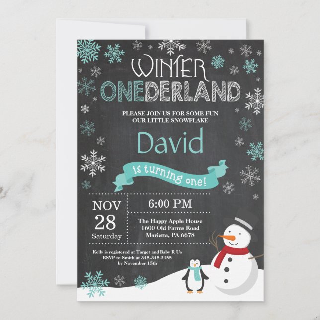 Invitation d'hiver Onederland 1er Birthday Invitat (Devant)
