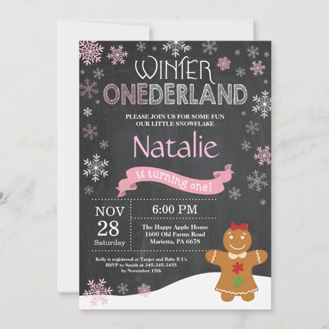 Invitation d'hiver Onederland 1er Birthday Invitat (Devant)