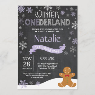 Invitation d'hiver Onederland 1er Birthday Invitat