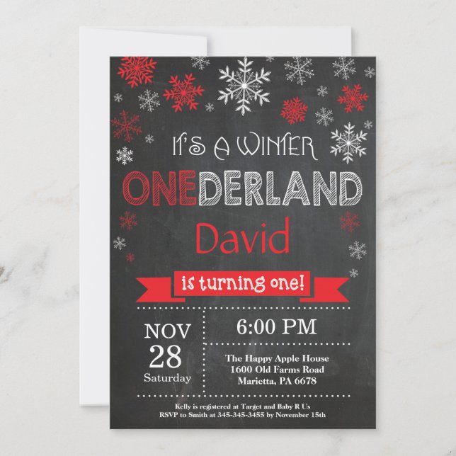 Invitation d'hiver Onederland 1er Birthday Invitat (Devant)