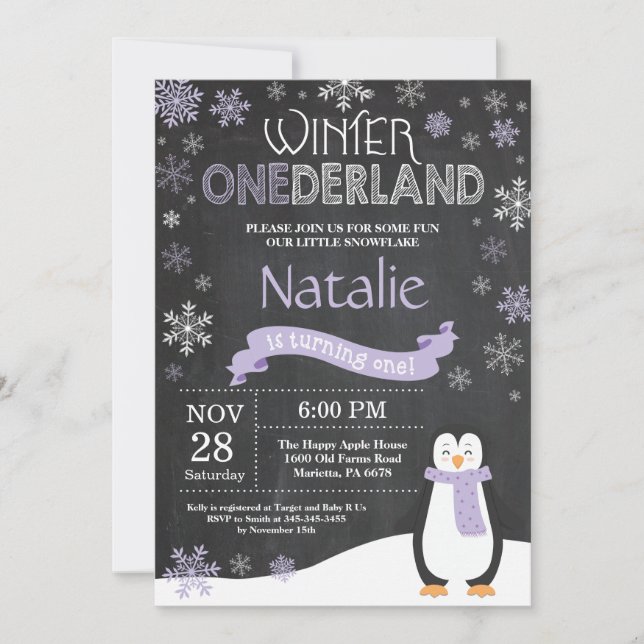 Invitation d'hiver Onederland 1er Birthday Invitat (Devant)