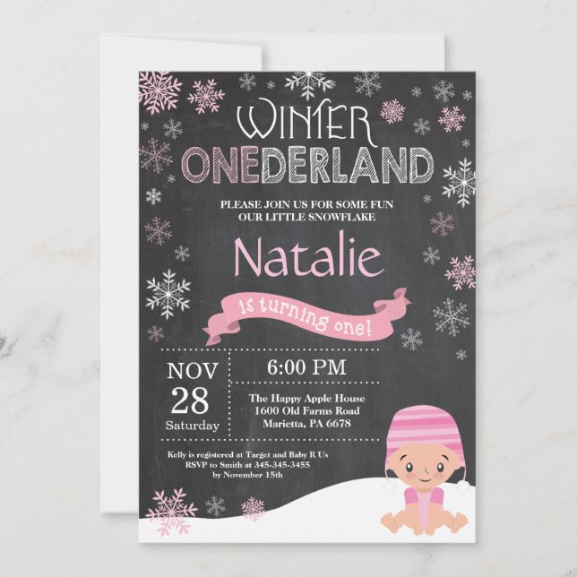 Invitation d'hiver Onederland 1er Birthday Invitat (Devant)