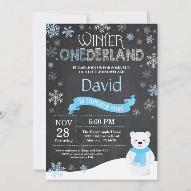 Invitation d'hiver Onederland 1er Birthday Invitat (Devant)