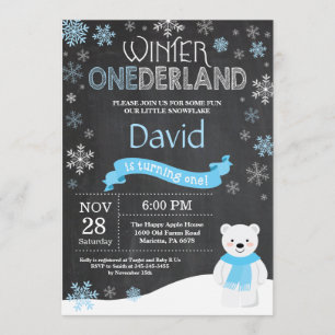 Invitation d'hiver Onederland 1er Birthday Invitat