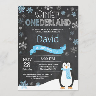 Invitation d'hiver Onederland 1er Birthday Invitat